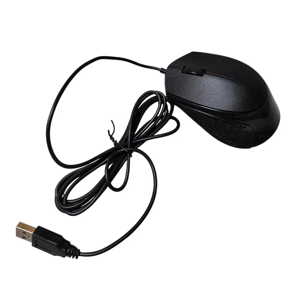 Black Wired Optical‎ USB Computer Mouse Ergonomic Textured Grip MO-205U F3